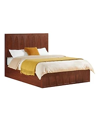 Streamdale Furniture Queen Solid Wood Platform Bed with Storage Drawers and Curved Headboard