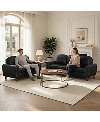 Streamdale Furniture 2-Piece Breathable Faux Leather Sofa Set with Rolled Arms