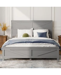 Streamdale Furniture Farmhouse Queen Bed with Barn Door Headboard and Footboard