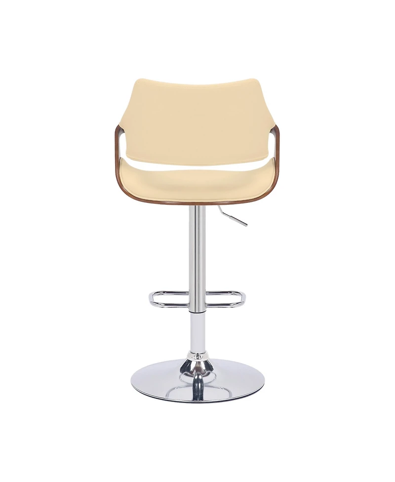 HomeRoots Faux Leather Iron and Wood Adjustable Height Swivel Bar Chair