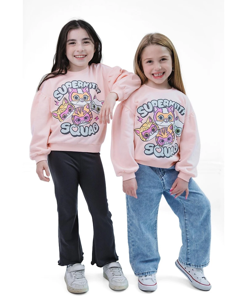 Super Kitties Girl's (5-8) Fleece Sweatshirt and Flare Leggings Set