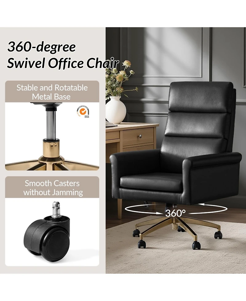 Hulala Home Morpheus 46.5"H Transitional Leather Tilting Adjustable Height Executive Chair with Ergonomic Segmented Back