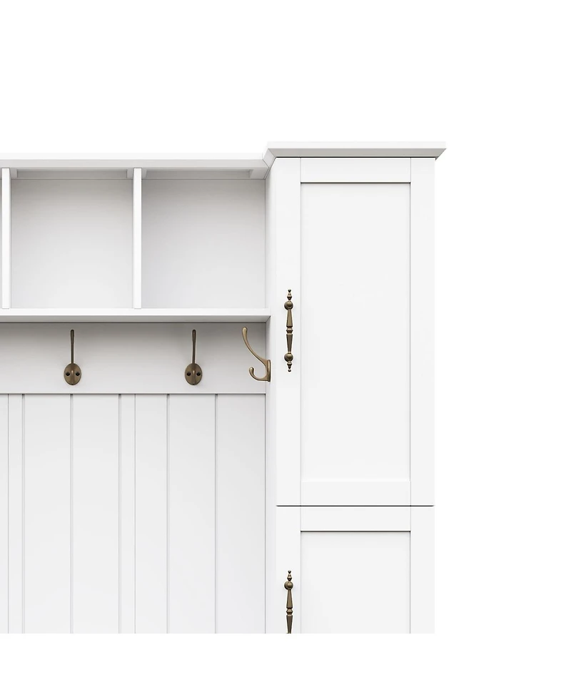 Streamdale Furniture Farmhouse Hall Tree with Storage Cabinets, Bench, and Coat Rack