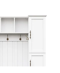 Streamdale Furniture Farmhouse Hall Tree with Storage Cabinets, Bench, and Coat Rack