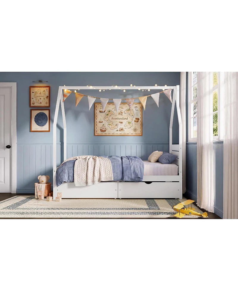 Streamdale Furniture Full House Bed Frame with 2 Storage Drawers