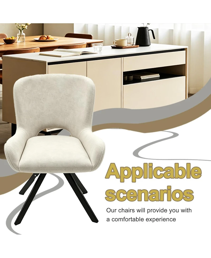Streamdale Furniture Set of 2 Modern Beige Fabric Cushioned Dining Chairs