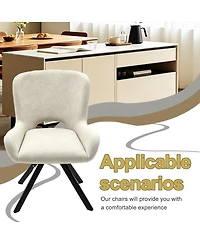 Streamdale Furniture Set of 2 Modern Beige Fabric Cushioned Dining Chairs