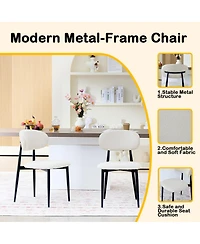 Streamdale Furniture Upholstered Fabric Dining Chairs with Metal Legs, Set of 2