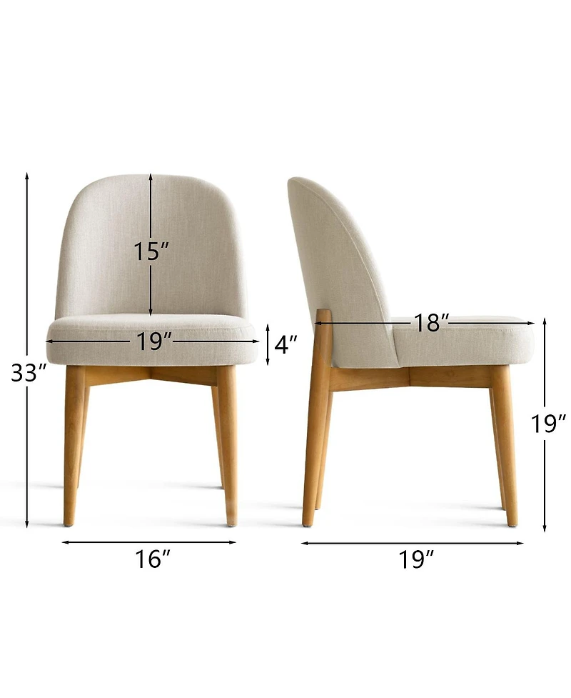 Maison Boucle Modern Upholstered Dining Side Chairs Set of 2, Fabric, Parson with Solid-Wood Legs, 4" Thick Cushion, Full-Back