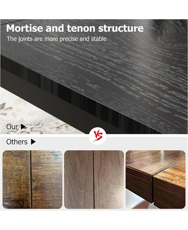 gaomon 70.8" Industrial Dining Table for 6-8 with Metal Legs & Load Bars