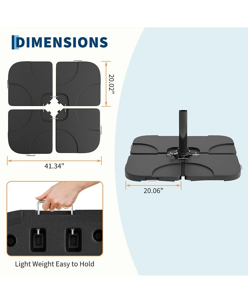 gaomon Fillable Patio Umbrella Base Stand, 220LB Weight Fits 1.5" to 2.1" Poles for Umbrellas