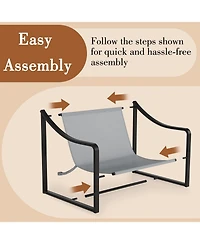 homfan Modern Sling Accent Chair Set of 2 - Comfortable Fabric Armchair with Heavy Duty Metal Frame