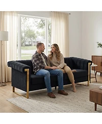 Streamdale Furniture Luxurious Velvet Sofa with High-Resilience Foam and Durable Metal Frame