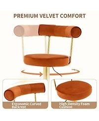 Streamdale Furniture Set of 2 Velvet Swivel Adjustable Bar Stools with Gold Legs