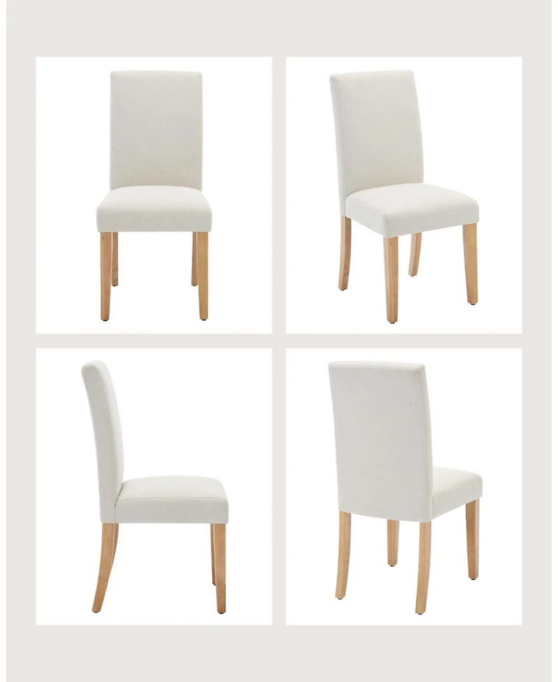 homfan Upholstered Parsons Dining Chairs Set of 2, Farmhouse Kitchen Chairs, Upholstered Linen Accent Chairs for Home Kitchen/Dining Room
