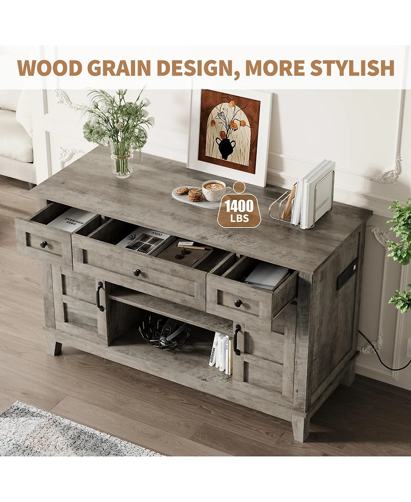 gaomon Rustic-Style Storage Cabinet-Fits an Aquarium-Features Two Doors and Three Drawers for Storage