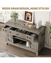gaomon Rustic-Style Storage Cabinet-Fits an Aquarium-Features Two Doors and Three Drawers for Storage