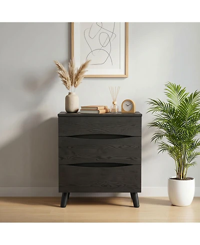 gaomon Nightstand with 3 Drawers, 24" Wide Bedside Table Wooden Top for Bedroom and Office