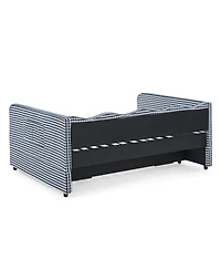 Streamdale Furniture Gingham Upholstered 3-in-1 Full-Size Daybed with Trundle and Storage
