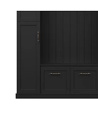 Streamdale Furniture Farmhouse Hall Tree with 4 Side Cabinets, Bench, and Coat Rack