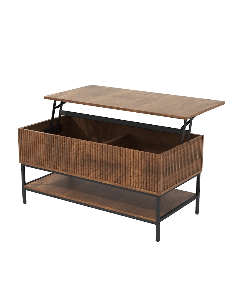 Streamdale Furniture Lift Top Coffee Table with Hidden Storage and Lower Shelf