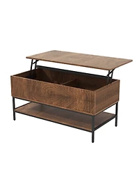 Streamdale Furniture Lift Top Coffee Table with Hidden Storage and Lower Shelf