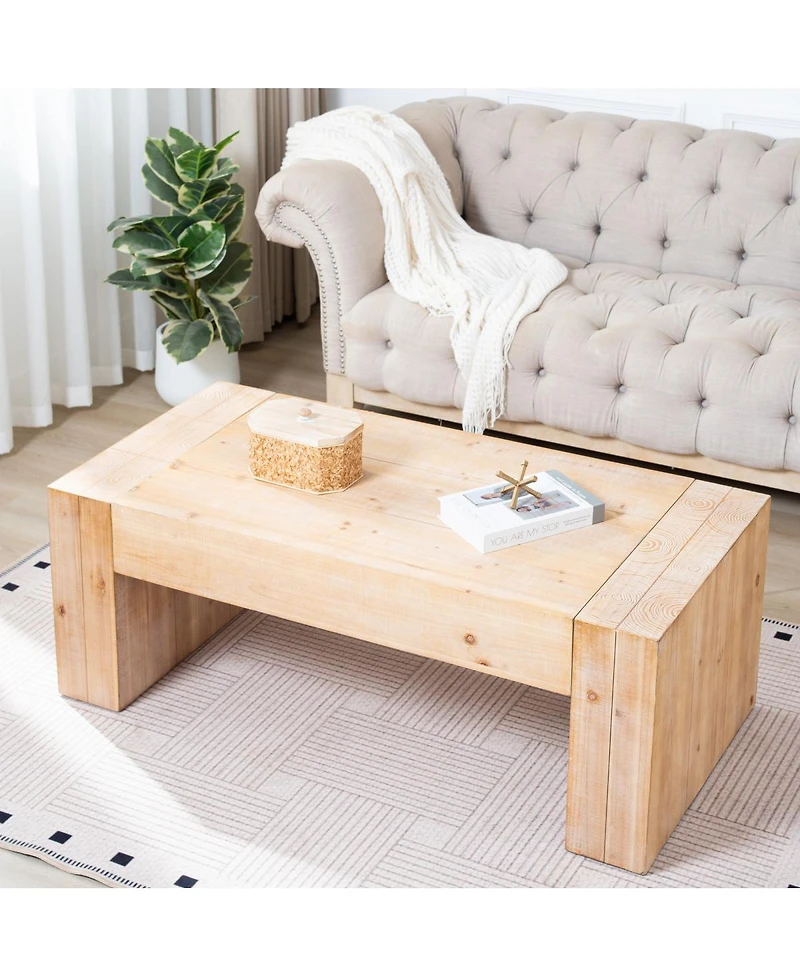 Streamdale Furniture 49" Rustic washed Wood Coffee Table - Modern Farmhouse Center Table