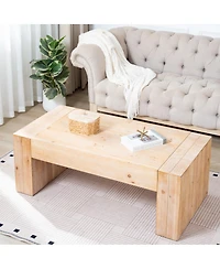 Streamdale Furniture 49" Rustic washed Wood Coffee Table - Modern Farmhouse Center Table