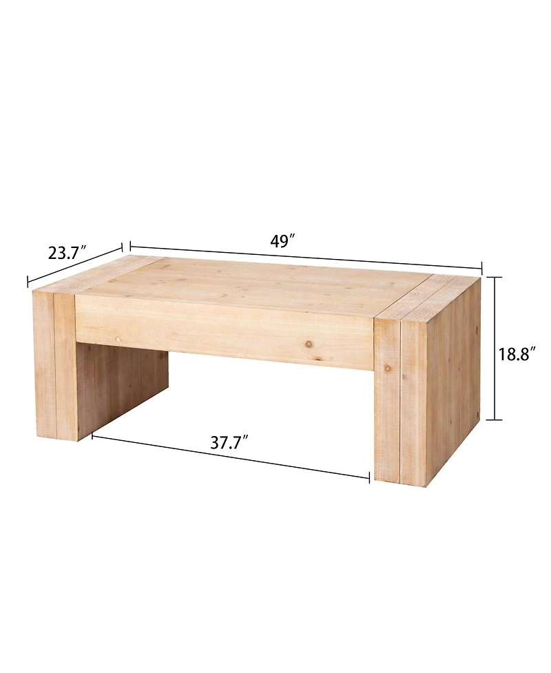 Streamdale Furniture 49" Rustic washed Wood Coffee Table - Modern Farmhouse Center Table