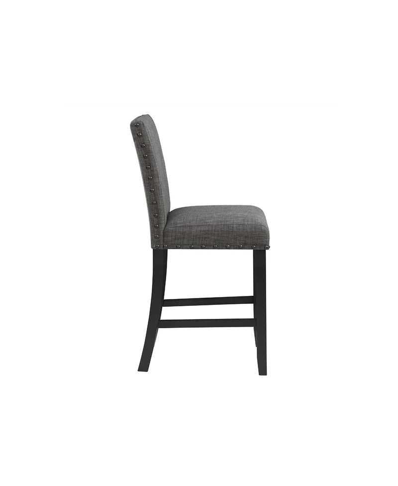 HomeRoots Set of 2 26" Wood and Fabric Counter Height Bar Chairs