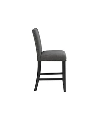 HomeRoots Set of 2 26" Wood and Fabric Counter Height Bar Chairs