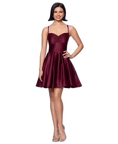 Blondie Nites Juniors' Lamour Lace-Up Mini Dress