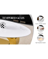 Streamdale Furniture 51.2" Oval Faux Marble Coffee Table with Gold Stainless Steel Base