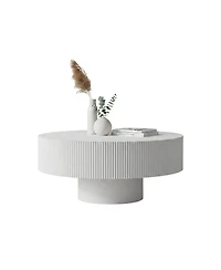 Streamdale Furniture Fluted Round Pedestal Coffee Table - Mid Century Modern