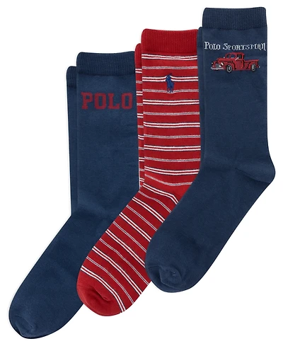 Polo Ralph Lauren Boys' 4-11 Vintage Truck Socks, 3-Pack