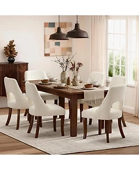 Streamdale Furniture Set of 2 Upholstered Chenille Dining Chairs with Solid Wood Legs