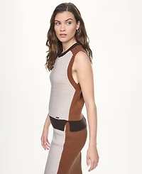 Dkny Jeans Women's Color Block Cable-Knit Crewneck Sweater