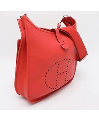 Pre-Owned HERMES women's Evelyne Iii Gm Rouge Tomate Taurillon Clemence Leather Shoulder Bag