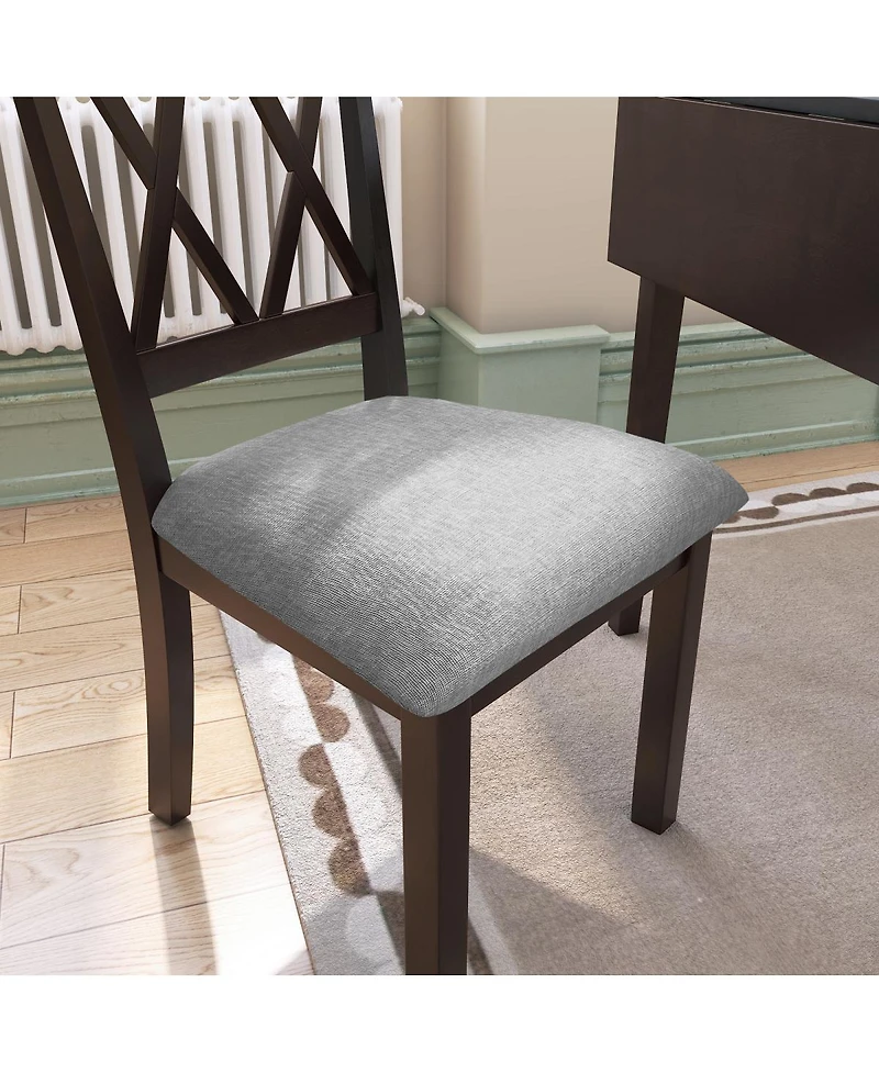 Streamdale Furniture Set of 2 Upholstered Dining Chairs with Solid Wood Legs