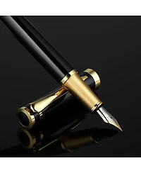 Danrong Luxury Metal Fountain Pen Set 0.5mm Fine Nib 6 Black Ink Cartridges Smooth Writing Gift for Business Office Journaling