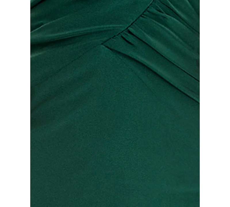 Seni & Cade Juniors' Criss Cross Pleated V-Notch Long Dress