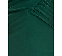 Seni & Cade Juniors' Criss Cross Pleated V-Notch Long Dress