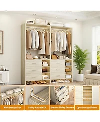 Aheaplus 30 Set of 2 Closet Organizer with Wooden Drawers
