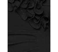 Xscape Plus Ruffled Side-Slit Evening Gown