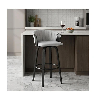HomeRoots 26" Fabric Swivel Counter Height Bar Chair
