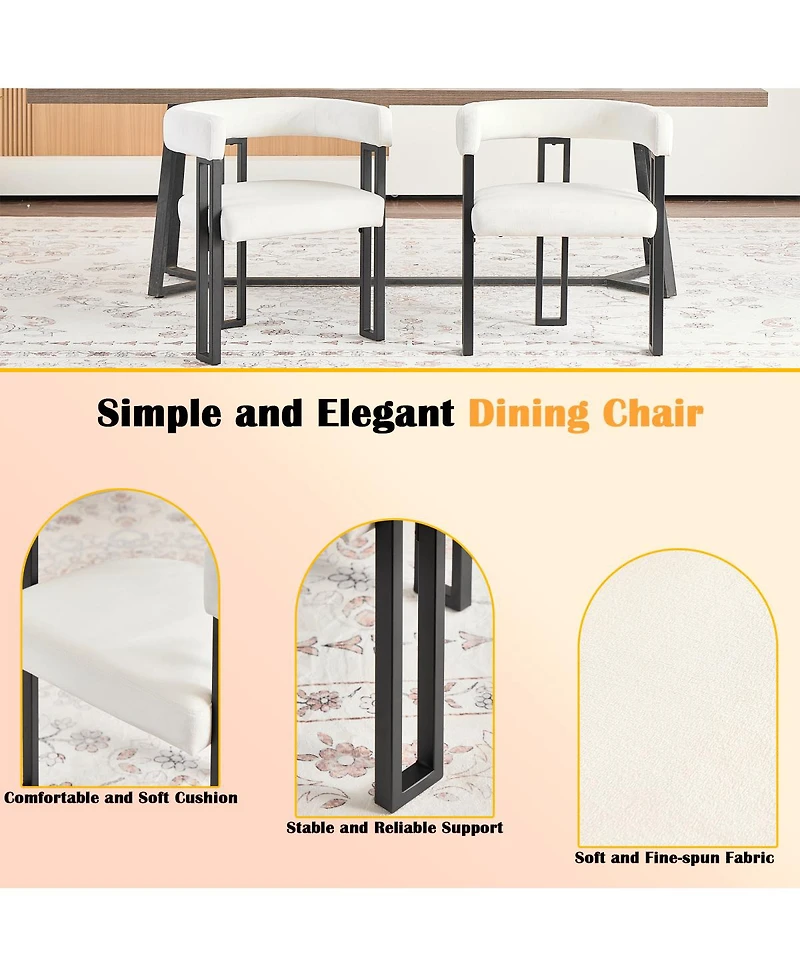 Streamdale Furniture Upholstered Dining Armchairs, Set of 2, Fabric and Metal Frame