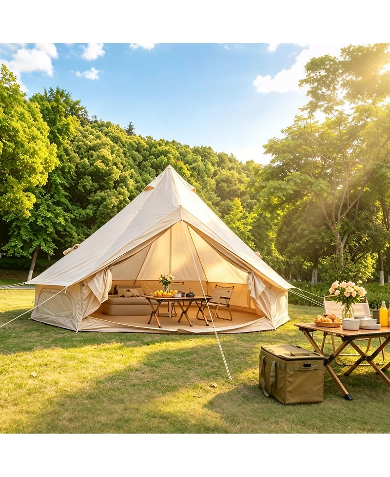 Streamdale Furniture Oxford 13.1ft Family Bell Tent with Stove Jack - 4-Season Glamping Shelter