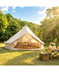 Streamdale Furniture Oxford 13.1ft Family Bell Tent with Stove Jack - 4-Season Glamping Shelter