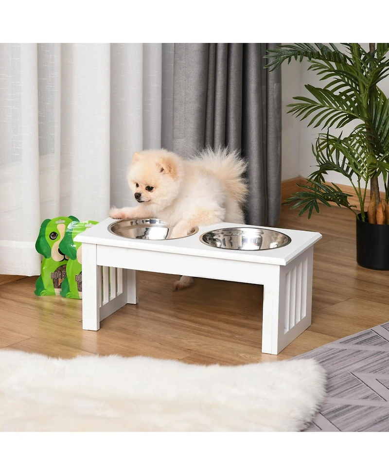 Ruie 6 in Small Elevated Dog Feeding Station with Stainless Steel Bowls