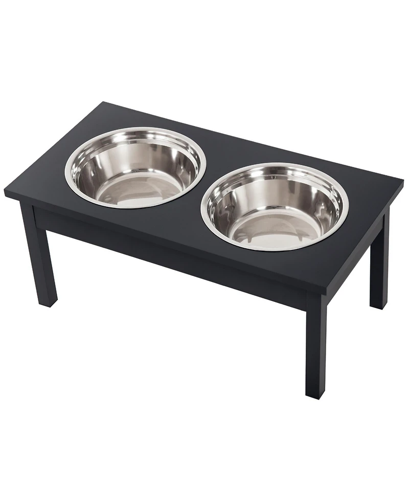 Ruie 23 in Wooden Elevated Dog Feeding Station with Stainless Steel Bowls